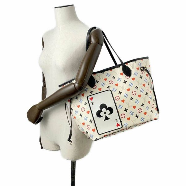 ルイヴィトン トートバッグ モノグラム・ゲームオン ネヴァーフルMM ポーチ付き M57462 LOUIS VUITTON ホワイト 白