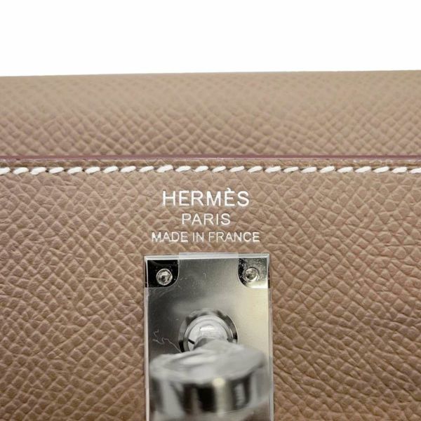 エルメス ハンドバッグ ケリー25 外縫い エトゥープ/シルバー金具 エプソン W刻印 HERMES 2wayショルダー