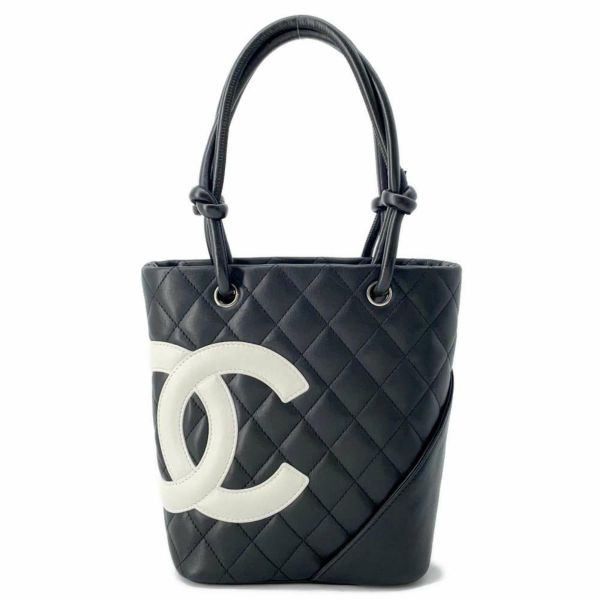 シャネル トートバッグ カンボンライン マトラッセ ココマーク スモール カーフレザー A25166 CHANEL 黒 白 キルティング