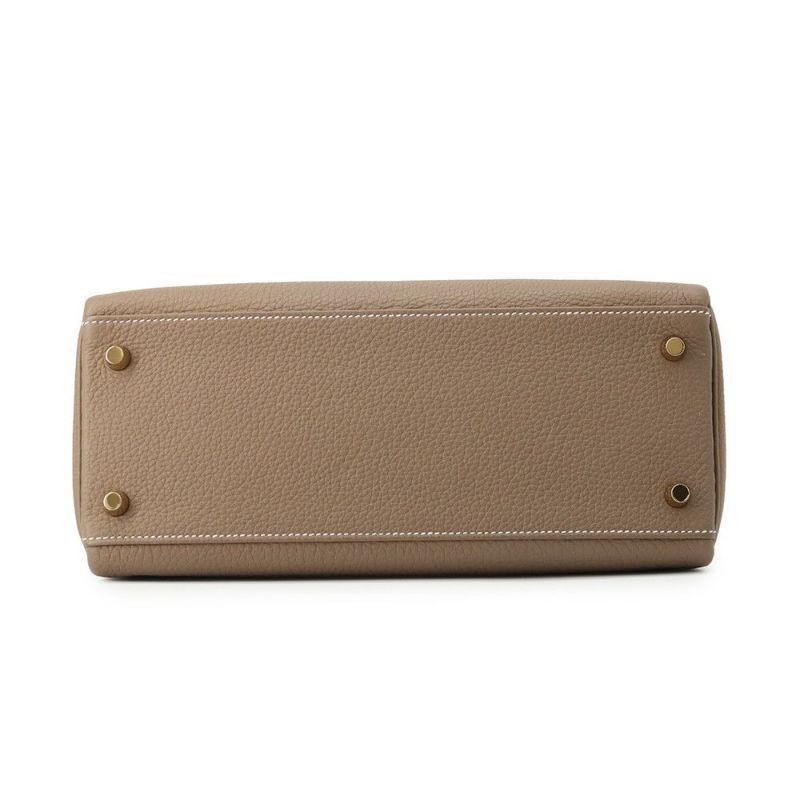 エルメス ハンドバッグ ケリー28 内縫い エトゥープ/ゴールド金具 トゴ B刻印 2wayショルダー