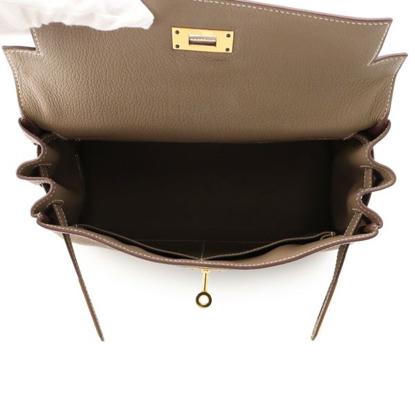 エルメス ハンドバッグ ケリー28 内縫い エトゥープ/ゴールド金具 トゴ B刻印 2wayショルダー