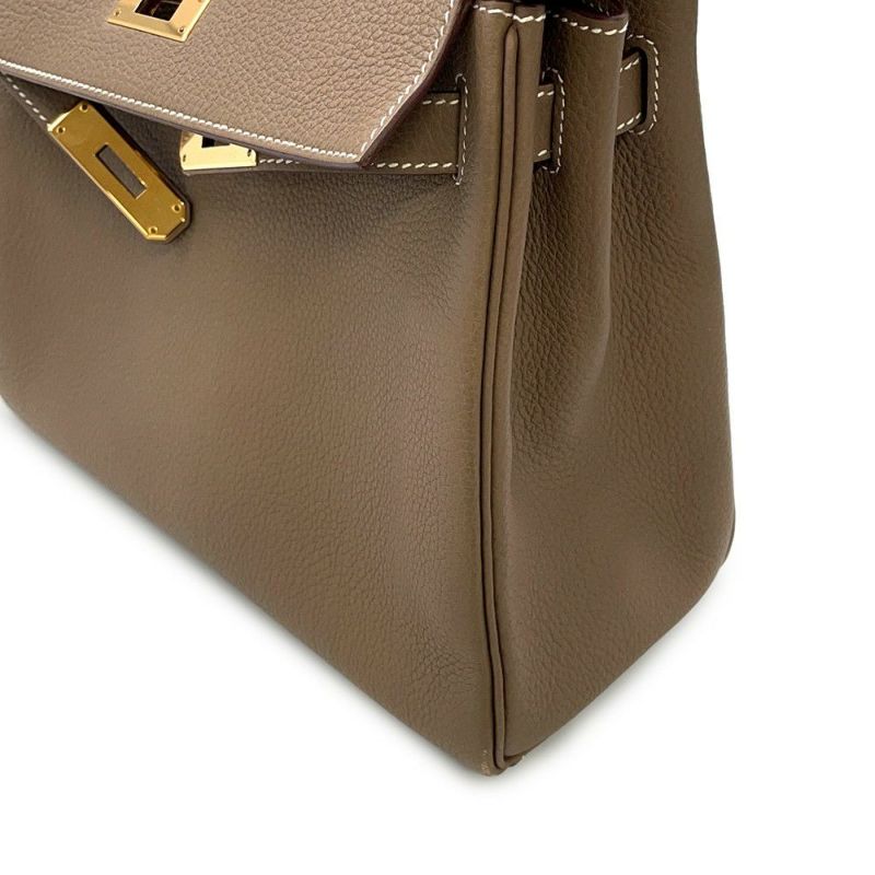 エルメス ハンドバッグ ケリー28 内縫い エトゥープ/ゴールド金具 トゴ B刻印 2wayショルダー