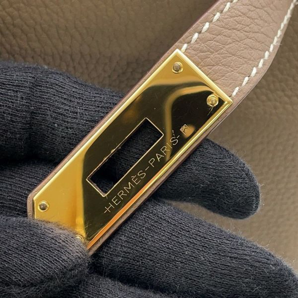 エルメス ハンドバッグ ケリー28 内縫い エトゥープ/ゴールド金具 トゴ B刻印 2wayショルダー