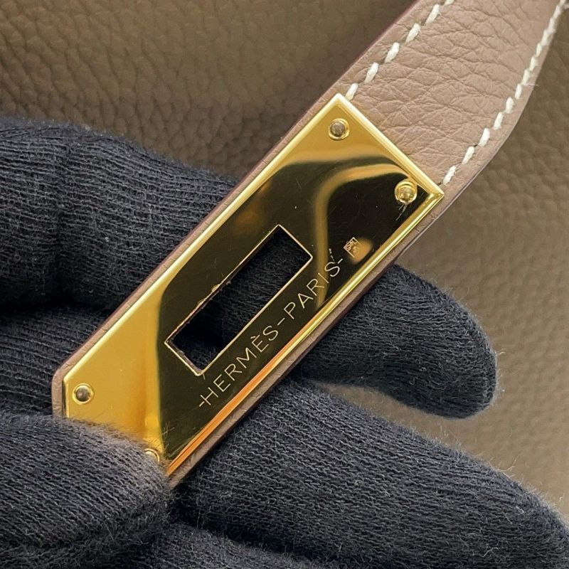 エルメス ハンドバッグ ケリー28 内縫い エトゥープ/ゴールド金具 トゴ B刻印 2wayショルダー