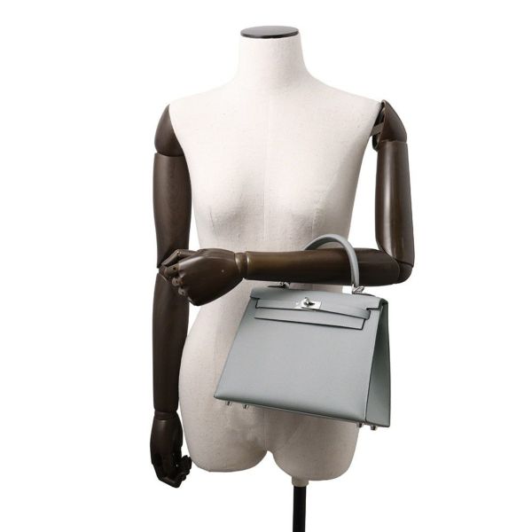 エルメス ハンドバッグ ケリー25 外縫い グリパンタン/シルバー金具 エプソン K刻印 2wayショルダー