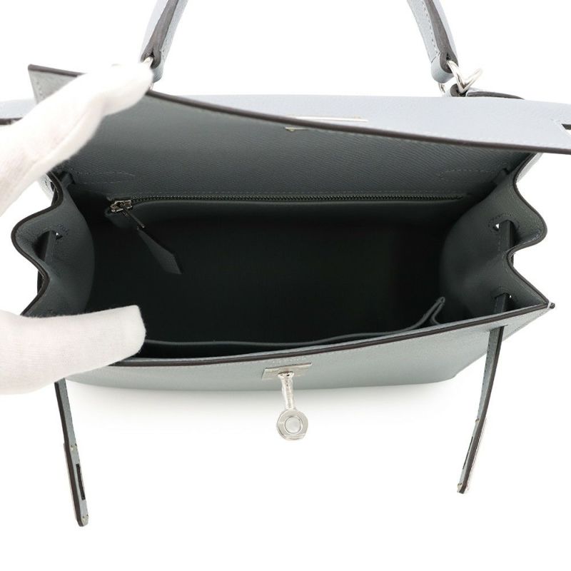 エルメス ハンドバッグ ケリー25 外縫い グリパンタン/シルバー金具 エプソン K刻印 2wayショルダー