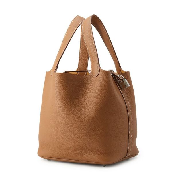 エルメス ハンドバッグ ピコタンロックMM ゴールド/シルバー金具 トリヨンクレマンス K刻印