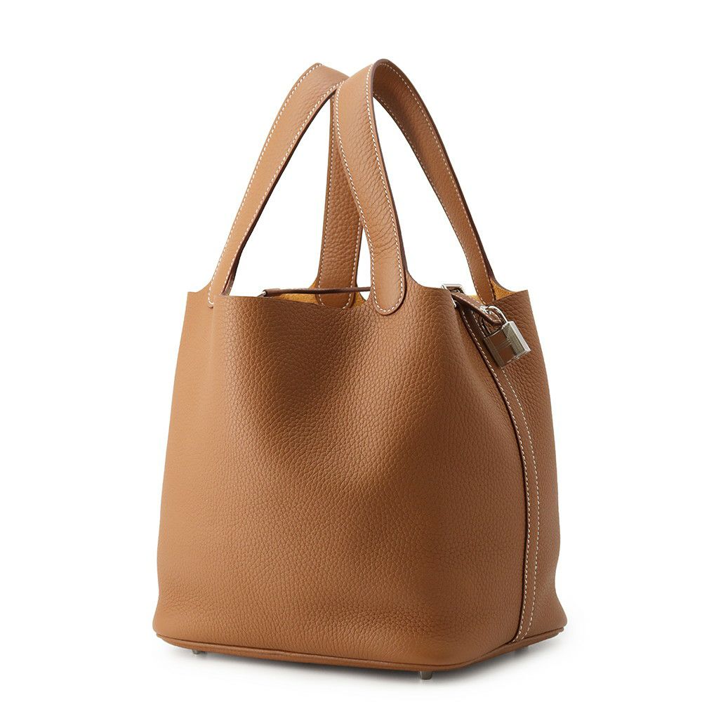 エルメス ハンドバッグ ピコタンロックMM ゴールド/シルバー金具 トリヨンクレマンス K刻印