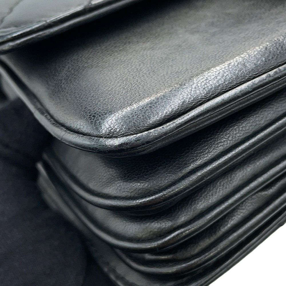 シャネル チェーンショルダーバッグ マトラッセ ココマーク マチポケット アコーディオン ラムスキン CHANEL 黒