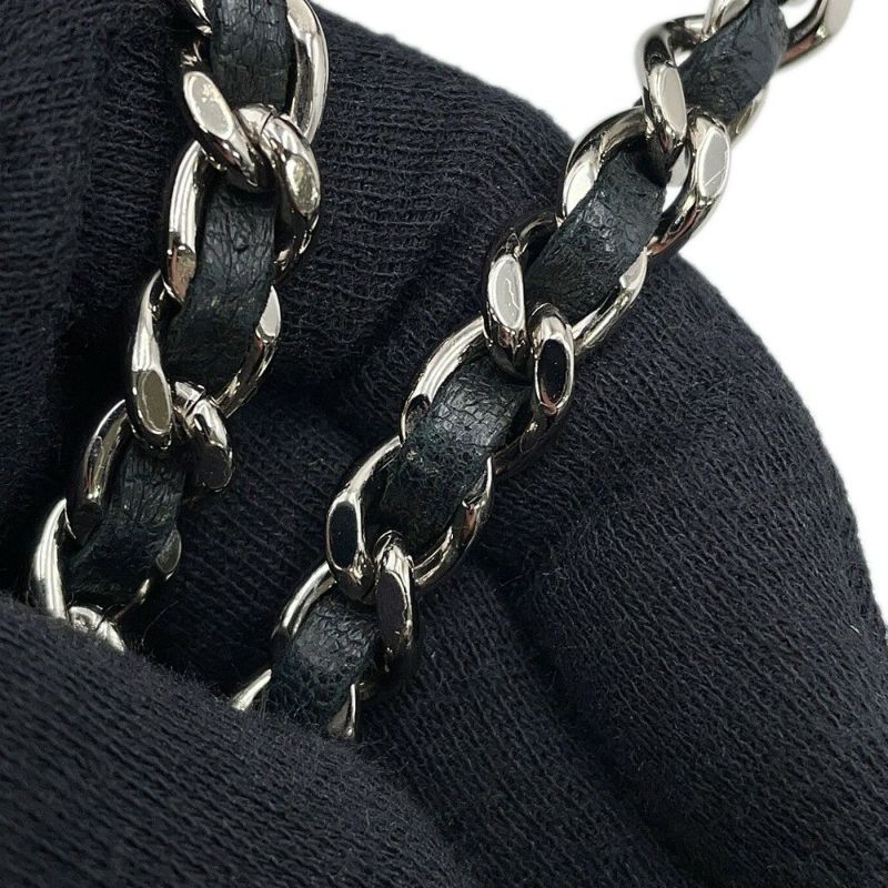 シャネル チェーンショルダーバッグ マトラッセ ココマーク マチポケット アコーディオン ラムスキン CHANEL 黒