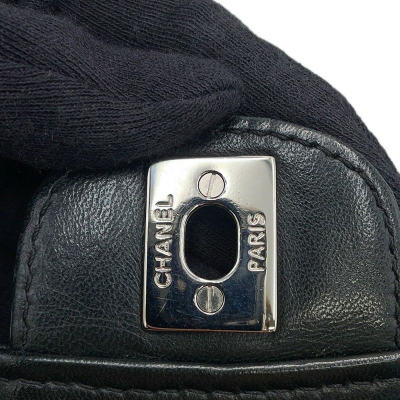 シャネル チェーンショルダーバッグ マトラッセ ココマーク マチポケット アコーディオン ラムスキン CHANEL 黒