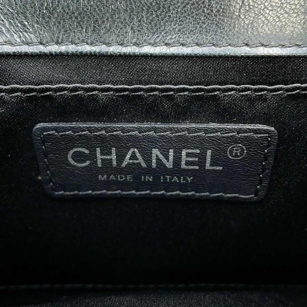 シャネル チェーンショルダーバッグ マトラッセ ココマーク マチポケット アコーディオン ラムスキン CHANEL 黒