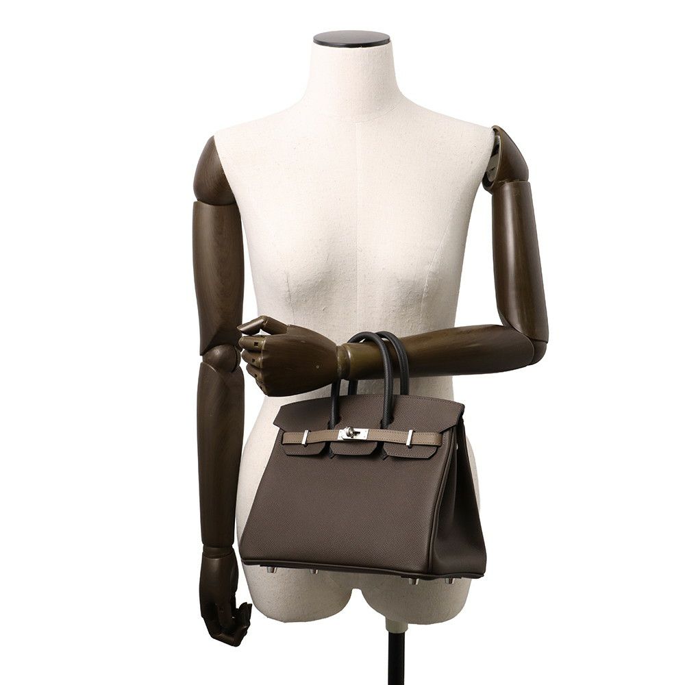 エルメス バーキン25 トリコロール エコルセ/ブラック/エトゥープ/シルバー金具 エプソン W刻印 HERMES Birkin ハンドバッグ