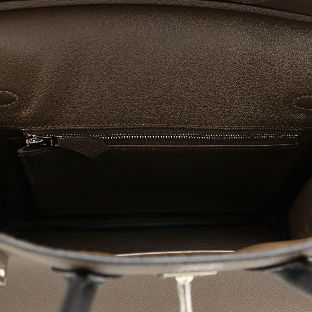 エルメス バーキン25 トリコロール エコルセ/ブラック/エトゥープ/シルバー金具 エプソン W刻印 HERMES Birkin ハンドバッグ