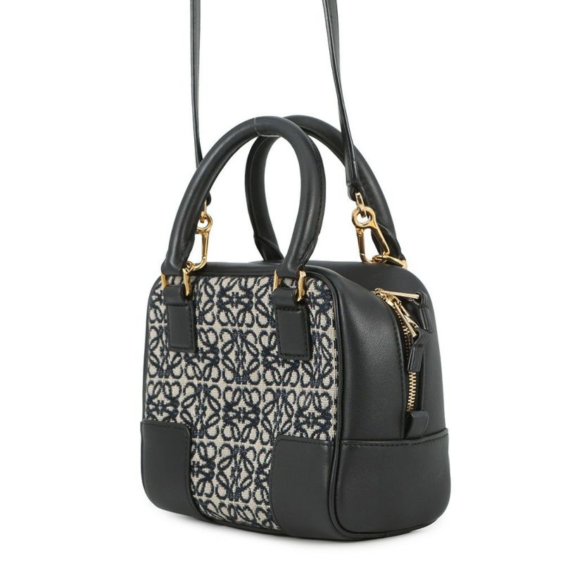 ロエベ ハンドバッグ アマソナ16 スクエア アナグラム キャンバス A039N21X03 2way 黒