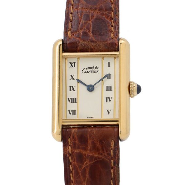カルティエ マストタンク ヴェルメイユ LM W1002653 Cartier 腕時計 レディース クォーツ ウォッチ アイボリー文字盤