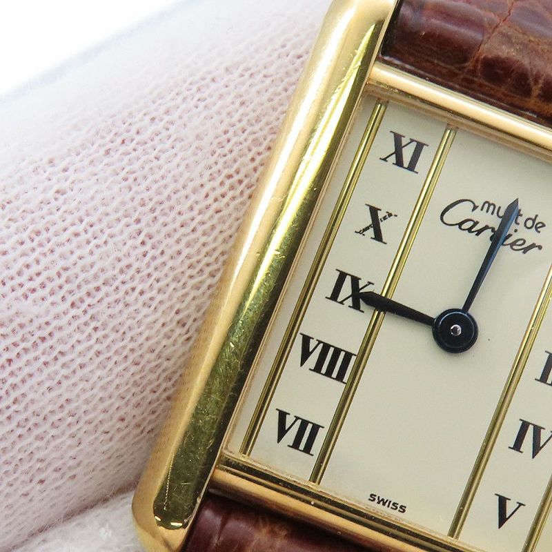 カルティエ マストタンク ヴェルメイユ LM W1002653 Cartier 腕時計 レディース クォーツ ウォッチ アイボリー文字盤