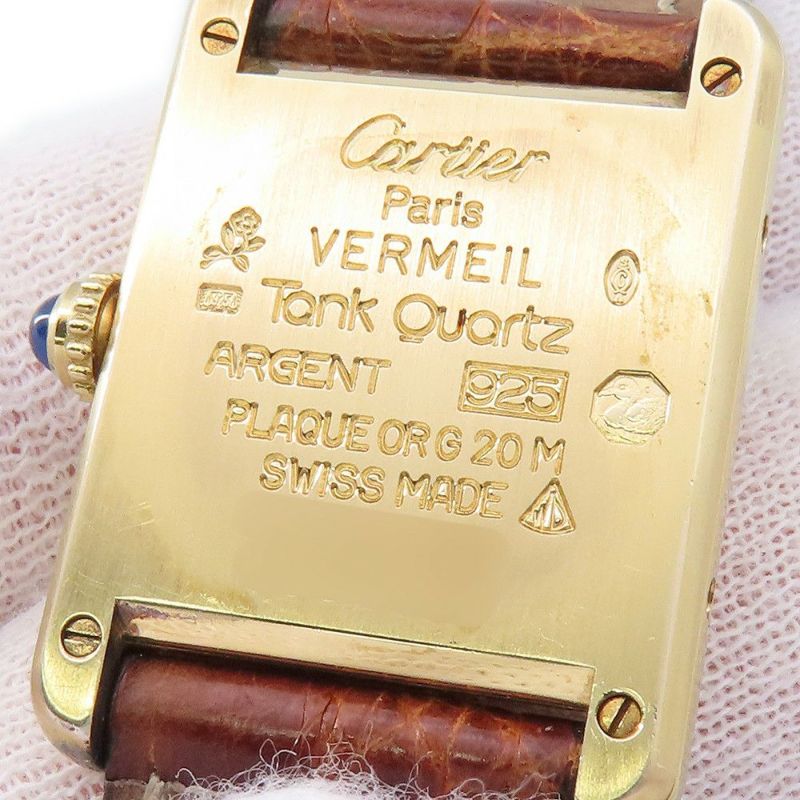 カルティエ マストタンク ヴェルメイユ LM W1002653 Cartier 腕時計 レディース クォーツ ウォッチ アイボリー文字盤