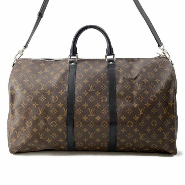 ルイヴィトン ボストンバッグ モノグラム・マカサー キーポル・バンドリエール55 M56714 LOUIS VUITTON 黒 ブラック