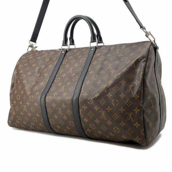 ルイヴィトン ボストンバッグ モノグラム・マカサー キーポル・バンドリエール55 M56714 LOUIS VUITTON 黒 ブラック