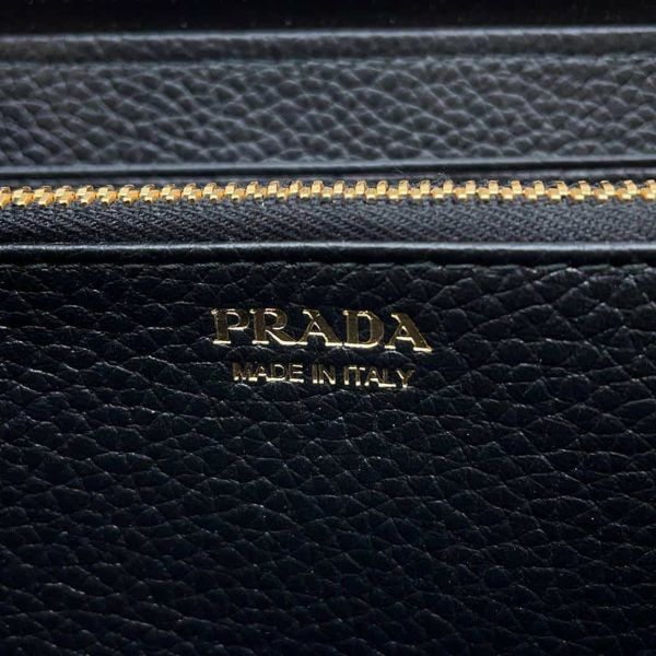 プラダ 長財布 ロゴ ラウンドファスナー レザー 1ML506 PRADA 財布 黒 アウトレット品