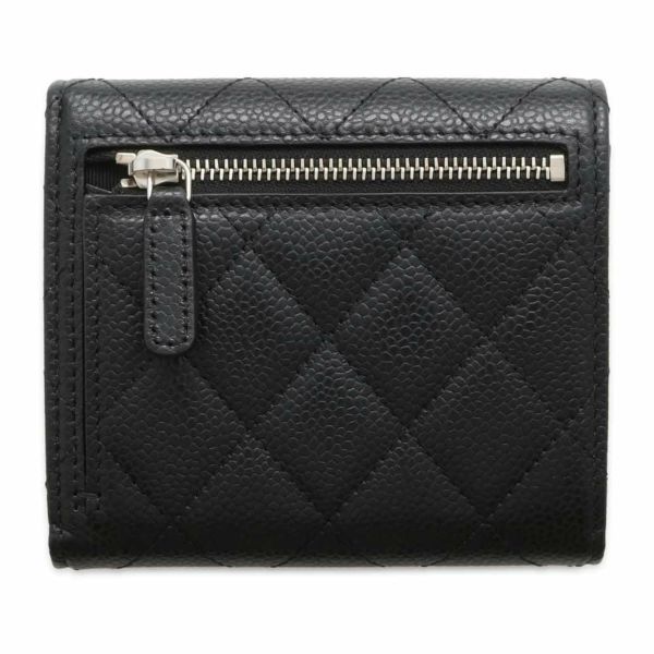 シャネル 三つ折り財布 クラシック スモール フラップ ウォレット キャビアスキン AP0231 CHANEL 黒