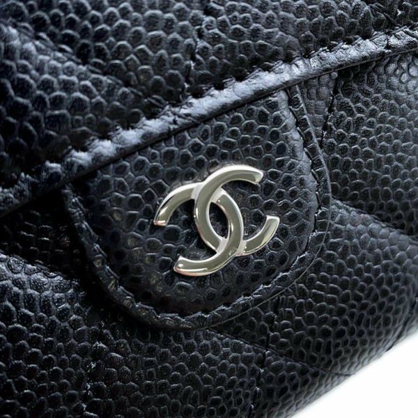 シャネル 三つ折り財布 クラシック スモール フラップ ウォレット キャビアスキン AP0231 CHANEL 黒