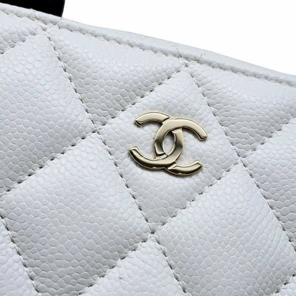 シャネル コインケース クラシック ジップコインパース マトラッセ ココマーク キャビアスキン AP0216 CHANEL 財布 白