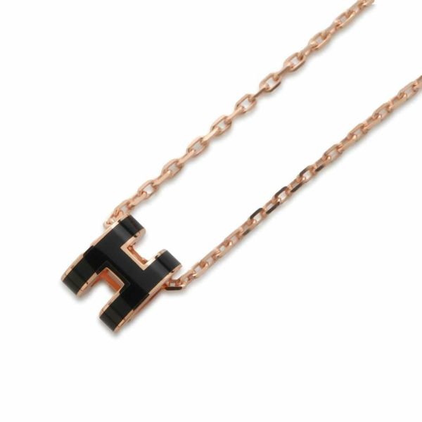 エルメス ネックレス ミニ・ポップアッシュ  ブラック/ピンクゴールド金具 HERMES アクセサリー 黒