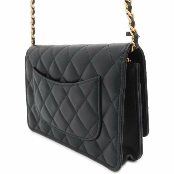 シャネル チェーンウォレット クラシック マトラッセ ココマーク ラムスキン AP0250 CHANEL 財布 ブラック 黒