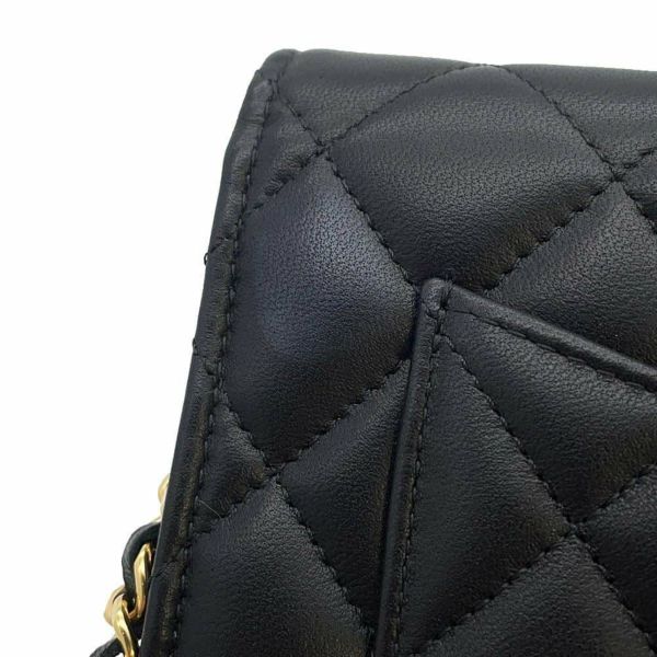 シャネル チェーンウォレット クラシック マトラッセ ココマーク ラムスキン AP0250 CHANEL 財布 ブラック 黒