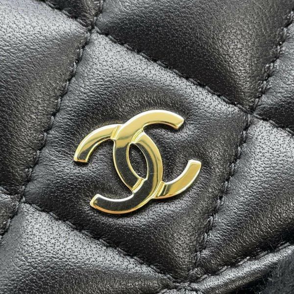 シャネル チェーンウォレット クラシック マトラッセ ココマーク ラムスキン AP0250 CHANEL 財布 ブラック 黒