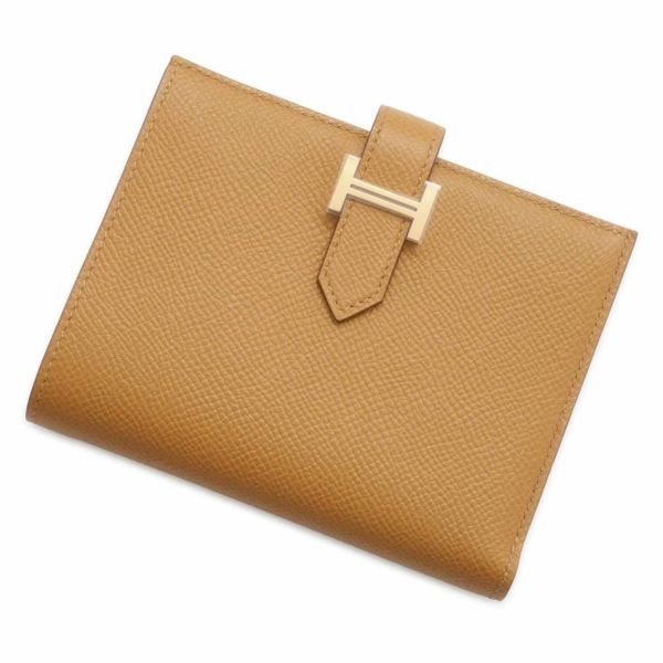 エルメス 二つ折り財布 ベアンコンパクト ビスキュイ/ゴールド金具 エプソン W刻印 HERMES 財布