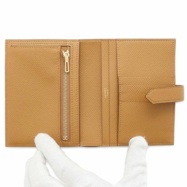 エルメス 二つ折り財布 ベアンコンパクト ビスキュイ/ゴールド金具 エプソン W刻印 HERMES 財布