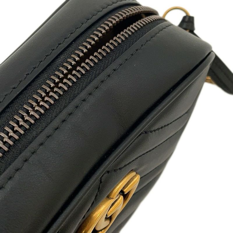 グッチ ショルダーバッグ GGマーモント キルティング ミニ レザー 448065 GUCCI バッグ 黒