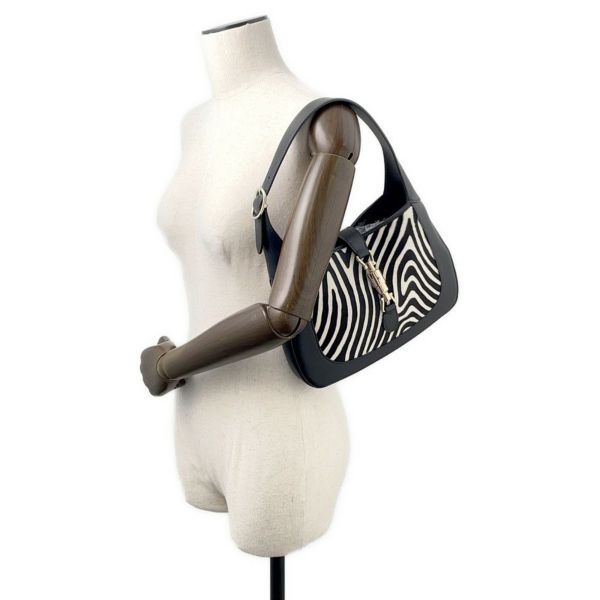 グッチ ハンドバッグ ジャッキー1961 アニマルペイント カーフヘア ミディアム 820415 ゼブラ 2way 黒