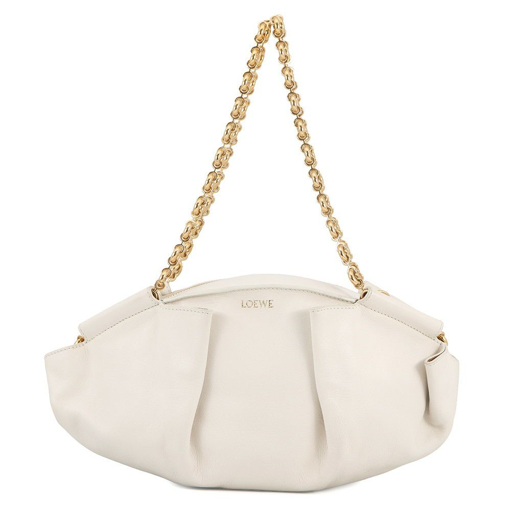 ロエベ チェーンショルダーバッグ パセオ スモール  レザー LOEWE バッグ 白