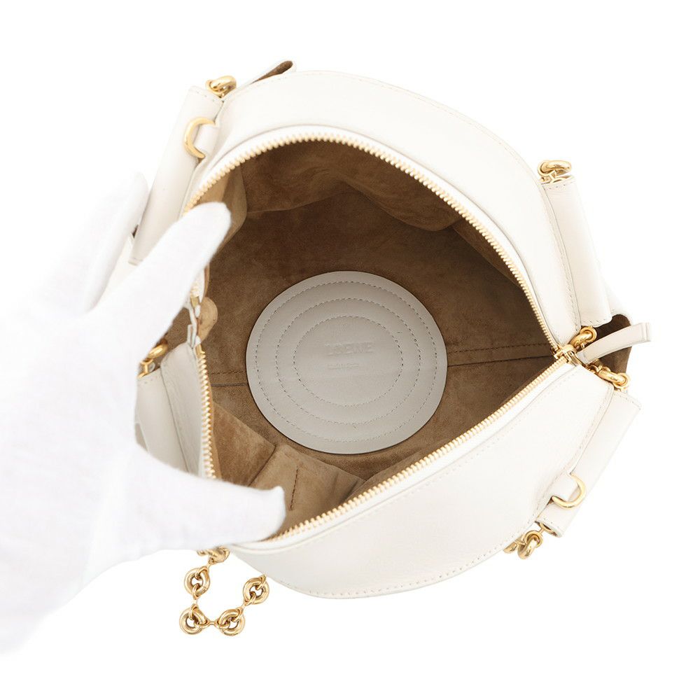 ロエベ チェーンショルダーバッグ パセオ スモール  レザー LOEWE バッグ 白