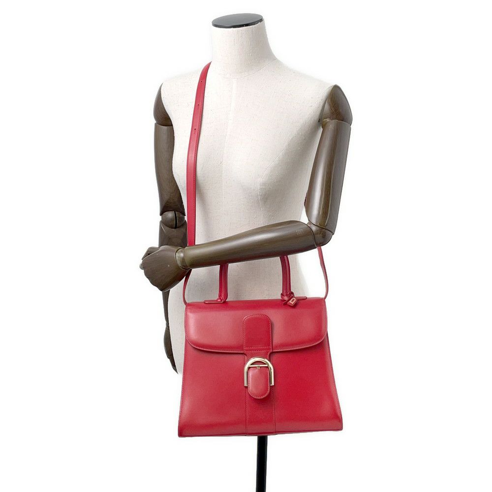 デルヴォー ハンドバッグ ブリヨンMM ボックスカーフレザー A0060BOX53LDPCN Delvaux 2way レッド