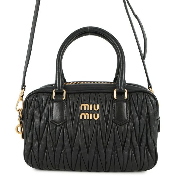 ミュウミュウ ハンドバッグ アルカディマテラッセ レザー 5BB124 MIUMIU 2wayショルダー 黒