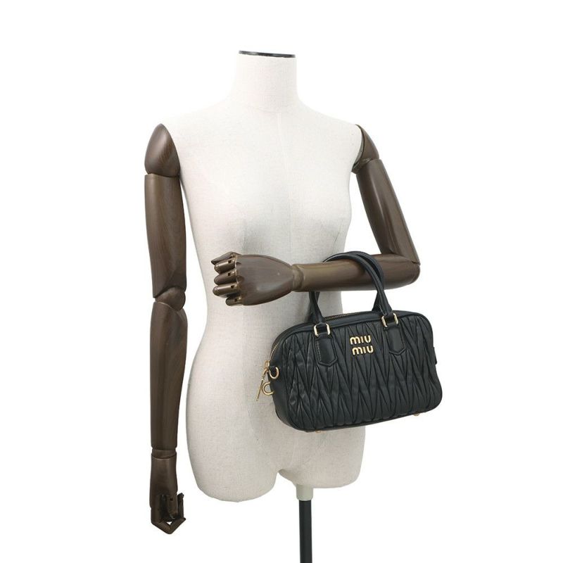 ミュウミュウ ハンドバッグ アルカディマテラッセ レザー 5BB124 MIUMIU 2wayショルダー 黒