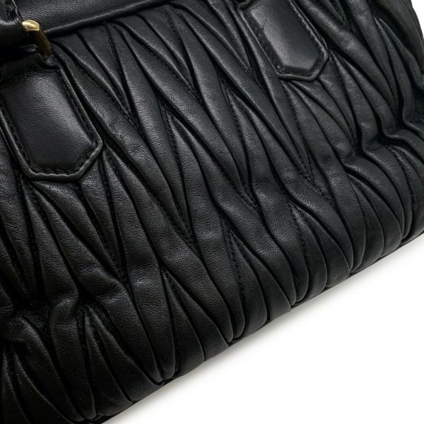 ミュウミュウ ハンドバッグ アルカディマテラッセ レザー 5BB124 MIUMIU 2wayショルダー 黒