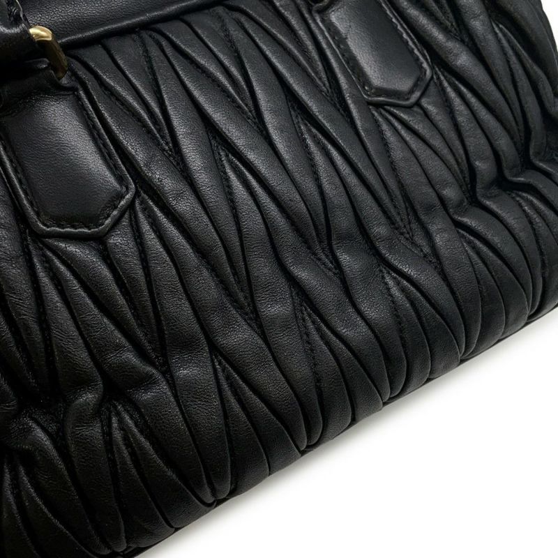 ミュウミュウ ハンドバッグ アルカディマテラッセ レザー 5BB124 MIUMIU 2wayショルダー 黒