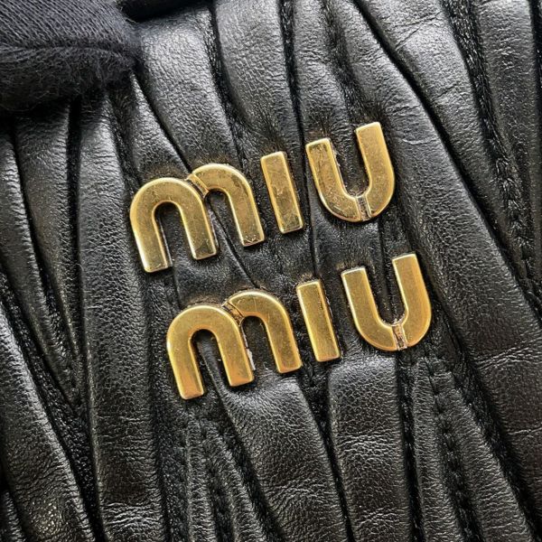 ミュウミュウ ハンドバッグ アルカディマテラッセ レザー 5BB124 MIUMIU 2wayショルダー 黒