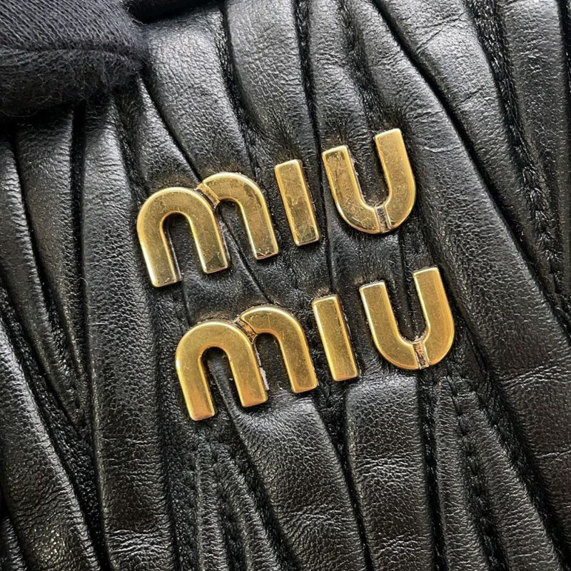 ミュウミュウ ハンドバッグ アルカディマテラッセ レザー 5BB124 MIUMIU 2wayショルダー 黒