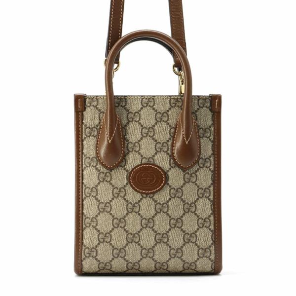 グッチ ハンドバッグ インターロッキングG付き GGスプリーム 671623 GUCCI 2wayショルダーバッグ トートバッグ ミニバッグ