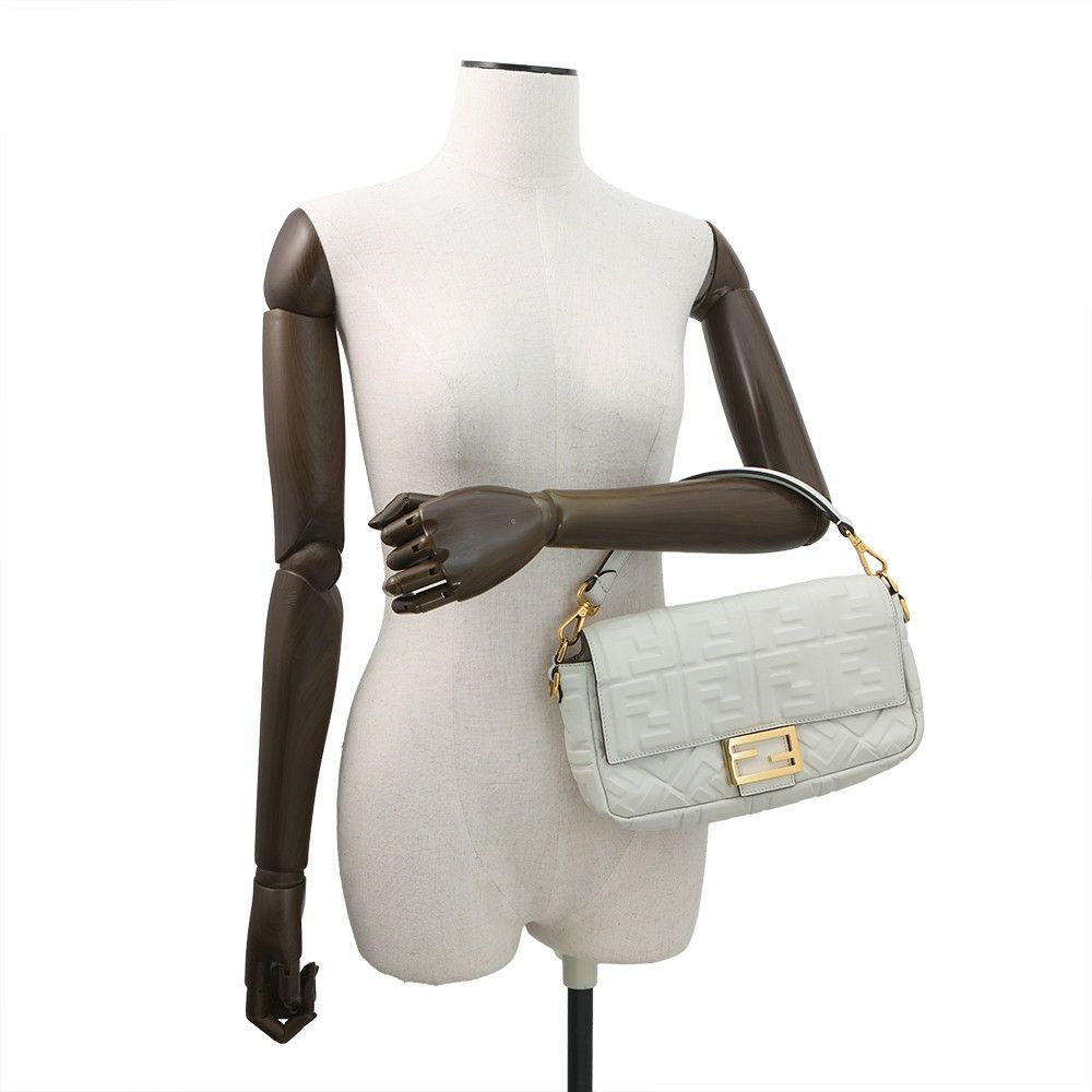 フェンディ ハンドバッグ バゲット レザー 8BR600 FENDI ワンショルダー 白