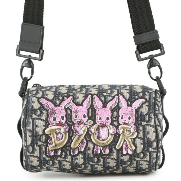 クリスチャン・ディオール ショルダーバッグ ミニ ローラー オブリーク ラビット M9916SNHO_M884 Christian Dior 黒 トロッター キッズ