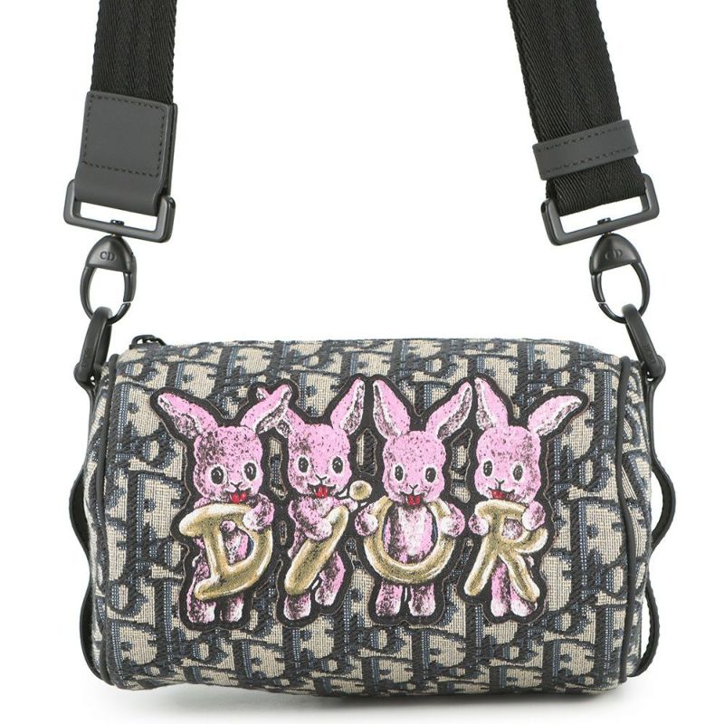 クリスチャン・ディオール ショルダーバッグ ミニ ローラー オブリーク ラビット M9916SNHO_M884 Christian Dior 黒 トロッター キッズ