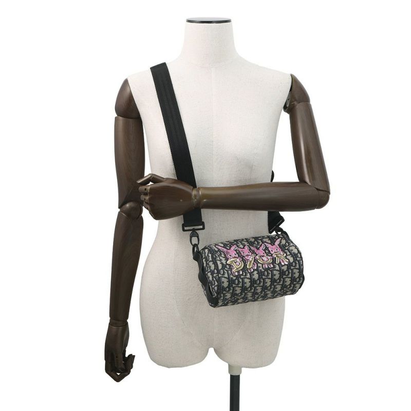 クリスチャン・ディオール ショルダーバッグ ミニ ローラー オブリーク ラビット M9916SNHO_M884 Christian Dior 黒 トロッター キッズ